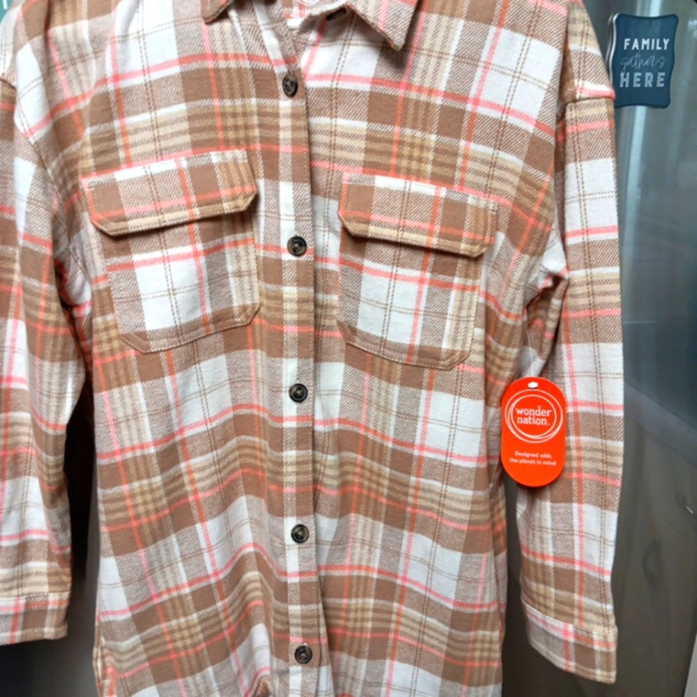 New Womans Wonder Nation Flannel Shirt Size XL 14-16